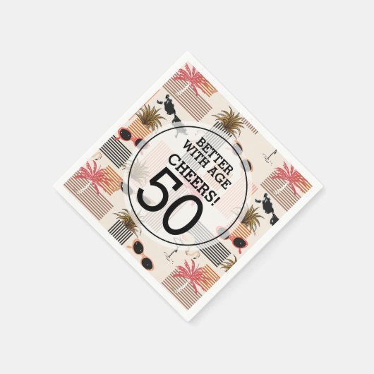 Serviette En Papier Retro Palms Flamants roses fête d'anniversaire (Coin)