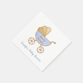 Serviette En Papier Retro Pastel Blue Carriage bébé garçon douche (Coin)