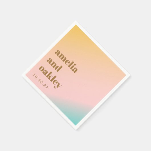 Serviette En Papier Retro Pastel rose dégradé Mariage unique personnal (Coin)