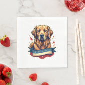 Serviette En Papier Retro Patriotic Golden Retriever Engraving Tee 4 (En situation)