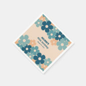 Serviette En Papier Retro Peach Green Boho Flower 40th Birthday (Coin)