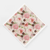 Serviette En Papier Retro Peony Flower Spring Motif peint (Coin)