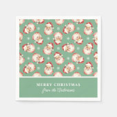 Serviette En Papier Retro Père Noël Green Nom personnalisé Noël (Devant)