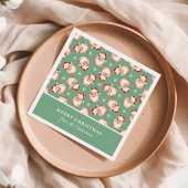 Serviette En Papier Retro Père Noël Green Nom personnalisé Noël