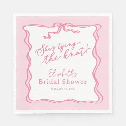 Serviette En Papier Retro Pink Bow Elle noue le noeud (Devant)