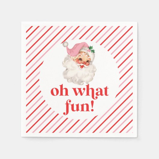 Serviette En Papier Retro Pink Père Noël Oh Quel Amusant (Devant)