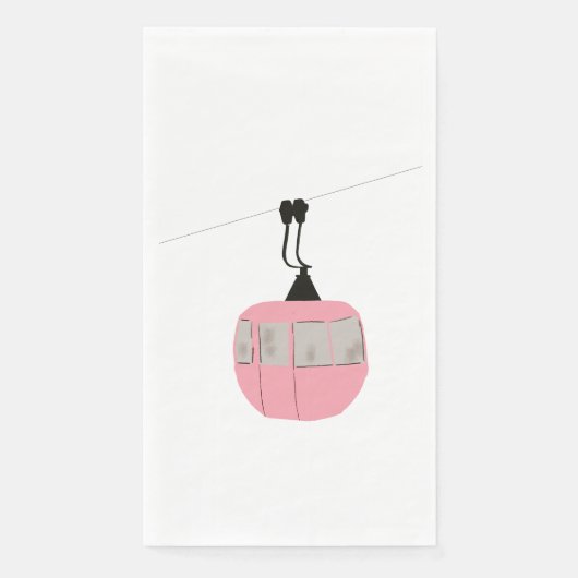 Serviette En Papier Retro Pink Ski Gondola Skieurs Ascenseur (Devant)
