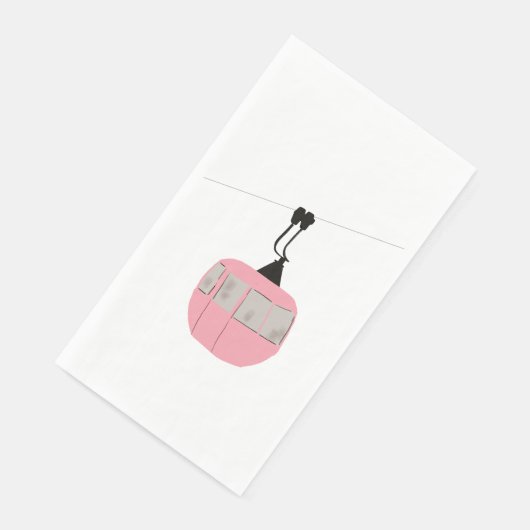 Serviette En Papier Retro Pink Ski Gondola Skieurs Ascenseur (Coin)