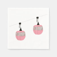 Retro Pink Ski Gondola Skieurs Ascenseur
