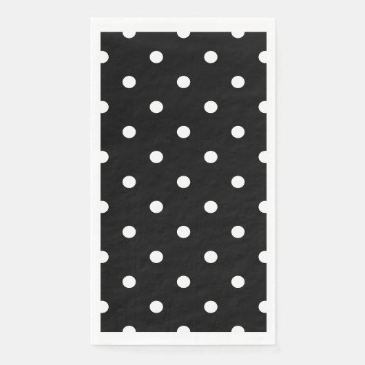 Serviette En Papier Rétro Points Blancs Sur Fond Noir (Devant)