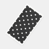 Serviette En Papier Rétro Points Blancs Sur Fond Noir (Coin)