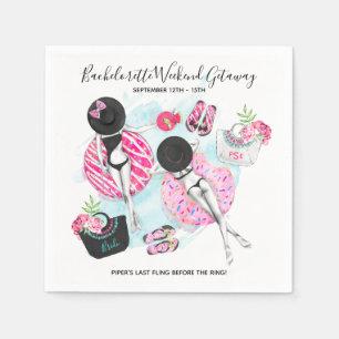Serviette En Papier Retro Pool Girls Bachelorette Weekend Party