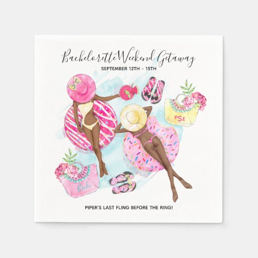 Serviette En Papier Retro Pool Girls Bachelorette Weekend Party (Devant)