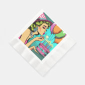 Serviette En Papier Retro Pop Art Pinup Femme Anniversaire (Coin)