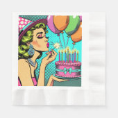 Serviette En Papier Retro Pop Art Pinup Femme Anniversaire (Devant)