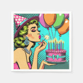 Serviette En Papier Retro Pop Art Pinup Femme Anniversaire (Devant)