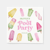 Serviette En Papier Retro Popsicle fête d'anniversaire de la piscine (Devant)