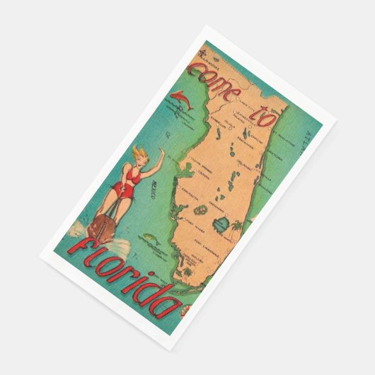 Serviette En Papier Retro Postcard of Florida Guest towels (Coin)