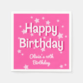 Serviette En Papier Retro Pretty Rose Stars Joyeux anniversaire (Devant)