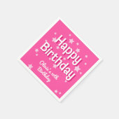 Serviette En Papier Retro Pretty Rose Stars Joyeux anniversaire (Coin)