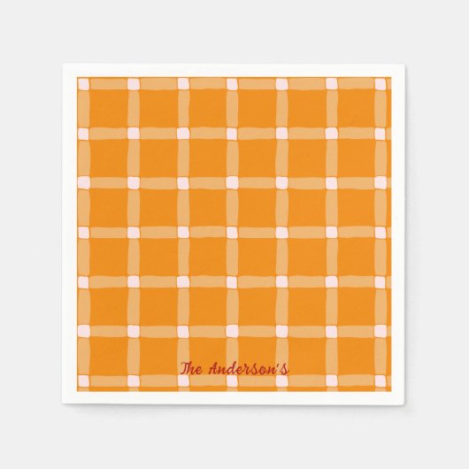 Serviette En Papier Retro Pumpkin Orange Gingham Halloween Party (Devant)