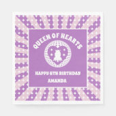 Serviette En Papier Retro Purple Reine Des Coeurs Anniversaire (Devant)