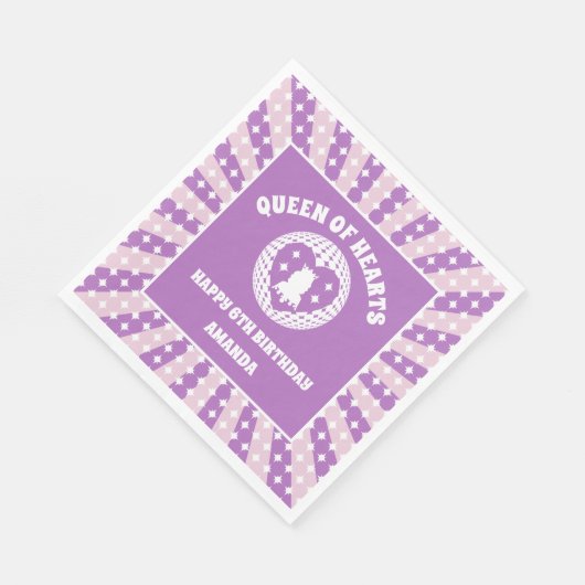 Serviette En Papier Retro Purple Reine Des Coeurs Anniversaire (Coin)