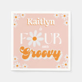 Serviette En Papier Retro Quatre Filles toujours Super 4e anniversaire (Devant)