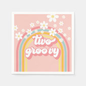 Serviette En Papier Retro Rainbow Deux Super 2e anniversaire (Devant)