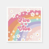 Serviette En Papier Retro Rainbow Five est un Vibe 5e anniversaire (Devant)