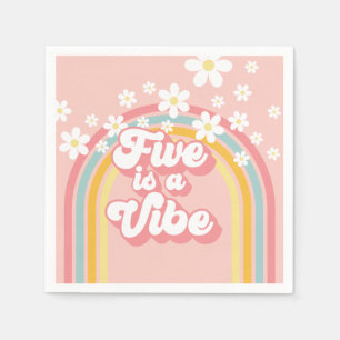 Serviette En Papier Retro Rainbow FIVE est une ambiance Groovy 5e anni
