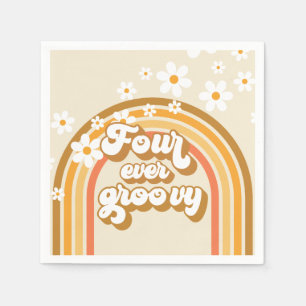 Serviette En Papier Retro Rainbow Quatre Ans Toujours Groovy