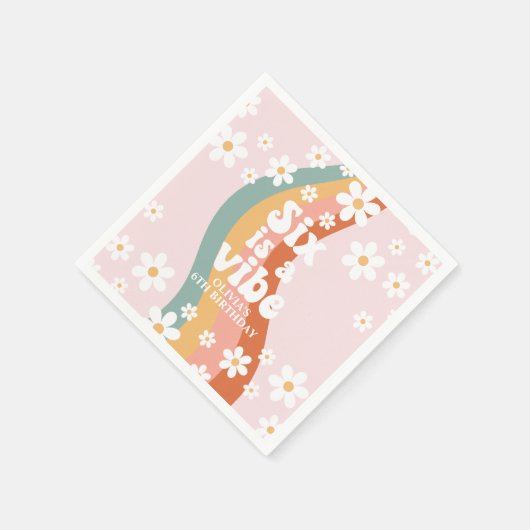 Serviette En Papier Retro Rainbow Six est un Vibe Daisy 6e anniversair (Coin)