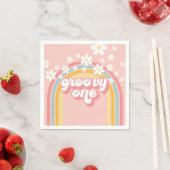 Serviette En Papier Retro Rainbow Super un 1er anniversaire (En situation)