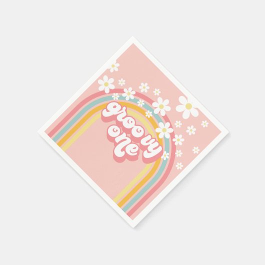 Serviette En Papier Retro Rainbow Super un 1er anniversaire (Coin)