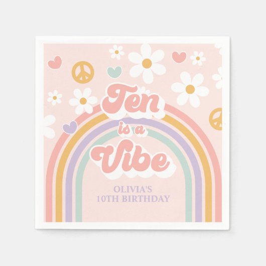 Serviette En Papier Retro Rainbow Ten est un Vibe 10e anniversaire (Devant)
