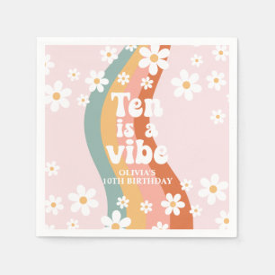 Serviette En Papier Retro Rainbow Ten est un Vibe Daisy 10e anniversai