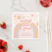 Serviette En Papier Retro Rainbow Young Wild Three 3e anniversaire (En situation)