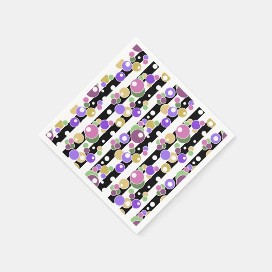 Serviette En Papier Rétro, rayé et pois (Coin)