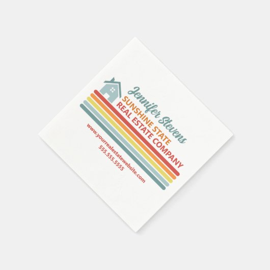 Serviette En Papier Retro Real Estate Company Open House Marketing (Coin)