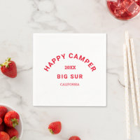 Retro Red Happy Camper Crest Camping