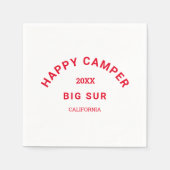 Serviette En Papier Retro Red Happy Camper Crest Camping (Devant)
