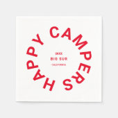 Serviette En Papier Retro Red Happy Campers Camping Voyage sur mesure (Devant)