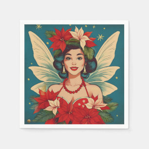 Serviette En Papier Rétro Reine de Beauté Pin-Up de Noël Tropical des