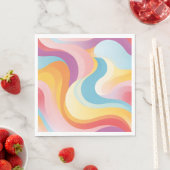 Serviette En Papier Rétro Revival Abstrait Boho Rainbow Wave (En situation)