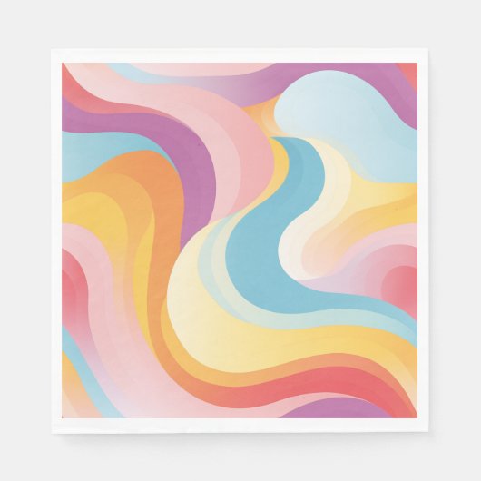 Serviette En Papier Rétro Revival Abstrait Boho Rainbow Wave (Devant)