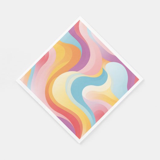 Serviette En Papier Rétro Revival Abstrait Boho Rainbow Wave (Coin)