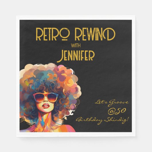 Serviette En Papier Retro Rewind 50e Anniversaire Shindig Party (Devant)