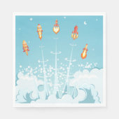Serviette En Papier Retro Rocket Navire Lancement d'Art Spatial Futuri (Devant)