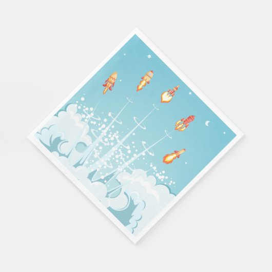 Serviette En Papier Retro Rocket Navire Lancement d'Art Spatial Futuri (Coin)